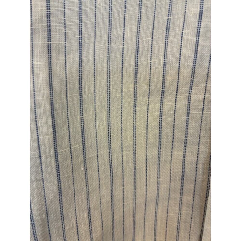 LAUREN Ralph Lauren Off White Blue Stripe 100% Linen Button Up Blouse Size 2X - Picture 3 of 8